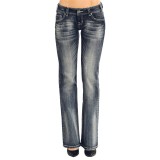 Rock & Roll Cowgirl Border Diamond Bootcut Jeans - Low Rise (For Women)