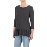 dylan Cotton Slub Shirt with Flounced Rib-Knit Hem - 3/4 Sleeve (For Women)