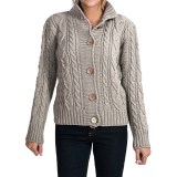 Peregrine by J.G. Glover Aran Peruvian Merino Wool Turtleneck Cardigan Sweater (For Women)