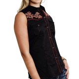 Roper Embroidered Western Shirt - Snap Front, Sleeveless (For Women)