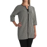Joan Vass Grid Car Coat - 3/4 Sleeve (For Women)