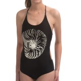 Roxy Pop Surf Optic Nature One-Piece Halter Swimsuit (For Women)