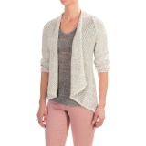 Forte Cashmere Mesh Stitch Cardigan Sweater - Cotton, 3/4 Sleeve (For Women)