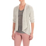 Forte Cashmere Mesh Stitch Cardigan Sweater - Cotton, 3/4 Sleeve (For Women)