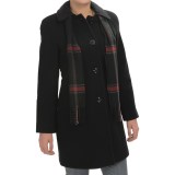 London Fog Raglan Button-Up Wool Coat with Plaid Scarf (For Women)