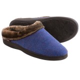 Acorn Faux-Fur Collar Scuff Slippers - Wool Blend (For Women)