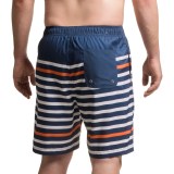 Boston Traders Printed Stripe Volley Swim Trunks - UPF 50+ (For Men)