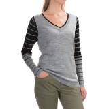 SmartWool Stripe Sweater - Merino Wool, V-Neck (For Women)