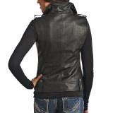 Powder River Outfitters Vegan Leather Moto Vest - Asymmetrical Zipper (For Women)