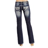 Rock & Roll Cowgirl Chevron Embroidery Jeans - Low Rise, Bootcut (For Women)