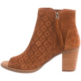 TOMS Majorca Perforated Peep-Toe Ankle Boots with Fringe - Suede (For Women)