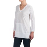 Harmony and Balance Hooded Tunic Shirt - Ribbed Trim, Long Sleeve (For Women)