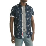 Report Collection Reverse Floral Print Sport Shirt - Short Sleeve (For Men)