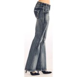 Rock & Roll Cowgirl Border Diamond Bootcut Jeans - Low Rise (For Women)