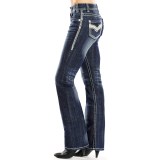 Rock & Roll Cowgirl Leather and Rhinestone Jeans - Mid Rise, Bootcut (For Women)