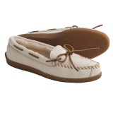 Minnetonka Moccasin Boat Moc Shoes - Leather, Faux-Fur Lined (For Women and Youth Girls)