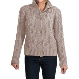 Peregrine by J.G. Glover Aran Peruvian Merino Wool Turtleneck Cardigan Sweater (For Women)