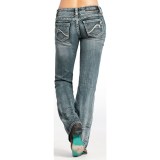 Rock & Roll Cowgirl Abstract Leather Design Riding Jeans - Bootcut (For Women)