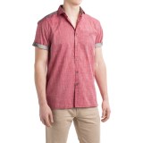 Bruno Space-Dyed Plaid Trim Button-Up Shirt - Short Sleeve (For Men)