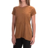 August Silk Microsuede & Knit Mixed Media Shirt - Short Sleeve (For Women)