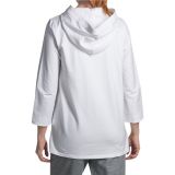 French Terry Hooded Tunic Shirt - 3/4 Sleeve (For Women)