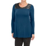 Lysse Keyhole Shirt - Faux Leather-Modal, Long Sleeve (For Women)