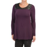 Lysse Keyhole Shirt - Faux Leather-Modal, Long Sleeve (For Women)