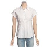 Avalin Cool White Shirt - Stretch Cotton, Short Sleeve (For Women)