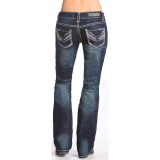 Rock & Roll Cowgirl Multi V Rhinestone and Silver Bootcut Jeans - Low Rise (For Women)