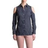 Max Jeans Pinstripe Cold Shoulder Shirt - Long Sleeve (For Women)
