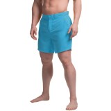 JACHS NY Solid Hampton Swim Trunks - Built-In Mesh Briefs (For Men)