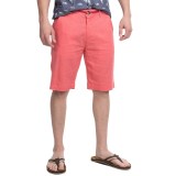 Natural Blue Linen Dress Shorts - Flat Front (For Men)