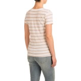 Striped V-Neck Shirt - Cotton-Modal, Short Sleeve (For Women)
