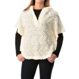 dylan Textured Poncho - Hooded, Short Sleeve (For Women)