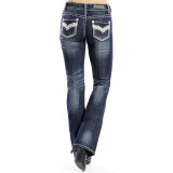 Rock & Roll Cowgirl Leather and Rhinestone Jeans - Mid Rise, Bootcut (For Women)