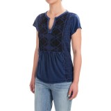 Lucky Brand Embroidered Peasant Top - Short Sleeve (For Women)