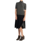 Joan Vass Striped Turtleneck - Elbow Sleeve (For Women)