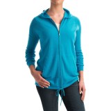 Forte Cashmere Ribbed Sleeve Cashmere Hoodie - Full Zip (For Women)