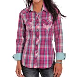 Rock & Roll Cowgirl Crinkle-Washed Plaid Shirt - Snap Front, Long Sleeve (For Women)