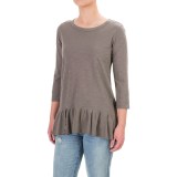 dylan Cotton Slub Shirt with Flounced Rib-Knit Hem - 3/4 Sleeve (For Women)