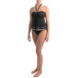 Jones New York Laser-Cut Flyaway Halter Bandeau One-Piece Swimsuit (For Women)