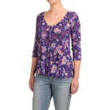 Lucky Brand Vintage Floral Swing Shirt - Cotton-Modal, 3/4 Sleeve (For Women)