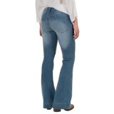 Petrol Slightly Destroyed Classic Flare Jeans - Bootcut (For Women)