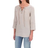 St. Tropez West Linen Lace-Up Shirt - 3/4 Sleeve (For Women)