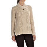 Jeanne Pierre Fisherman Shawl Sweater - Cotton Knit with Buttons (For Women)