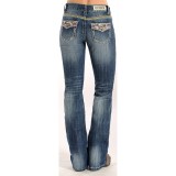 Rock & Roll Cowgirl Abstract Embroidered Jeans - Mid Rise, Bootcut, Faux-Flap Pockets (For Women)