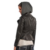 Rock & Roll Cowgirl Moto Pleather Jacket - Detachable Knit Hood (For Women)