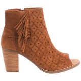 TOMS Majorca Perforated Peep-Toe Ankle Boots with Fringe - Suede (For Women)