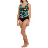 Longitude Modern Art One-Piece Swimsuit - Side Tie Surplice (For Women)