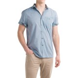 Bruno Space-Dyed Plaid Trim Button-Up Shirt - Short Sleeve (For Men)